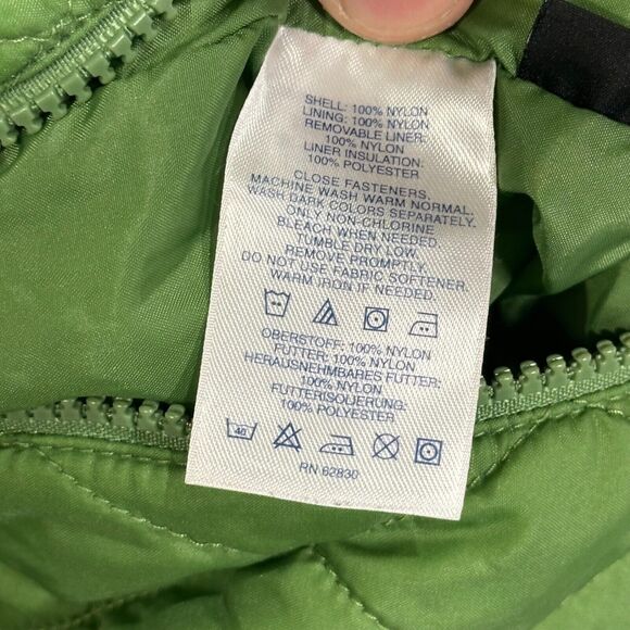 Lands End M Green Quilted Mockneck Jacket Lightweight Fall Thermolite Barn Chore - Picture 4 of 10